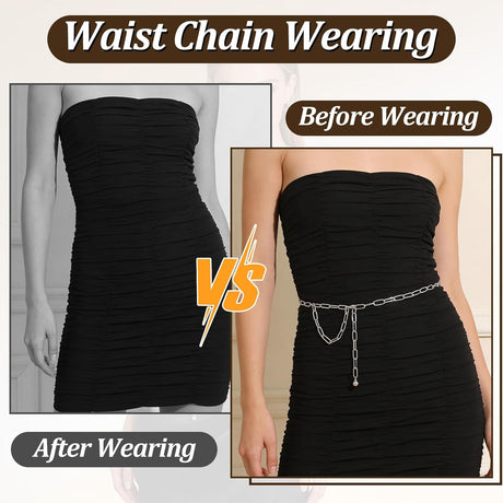 Silver Chain Belts for Women,Adjustable Womens Chain Belt Trendy Metal Belt for Jeans Dresses Pants