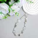 Beaded Camera Strap Wrist Cute Glass Beads Star Digital Phone Wrist Charms, Y2k Style Pearl Camera Charm Strap for Phone Case Bag Keychain Wallet(Silver-White)