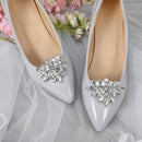2 Pairs Rhinestone Shoe Clips for Women Dress Shoes, Bow Flower Brilliant Crystal Shoe Decor, DIY Shoes Detachable Buckle Wedding Party Accessories Mother Gifts(Sliver)