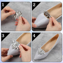 2 Pairs Rhinestone Shoe Clips for Women Dress Shoes, Bow Flower Brilliant Crystal Shoe Decor, DIY Shoes Detachable Buckle Wedding Party Accessories Mother Gifts(Sliver)