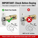 Adjustable Deadlatch 2-3/8''(60mm) or 2-3/4''(70mm), Adjustable Door Latch Entry Door Lock 45° Turning Angle Replacement Part Latch and Strike with Dust Box, Universal Smart Doors Lock Deadlatch