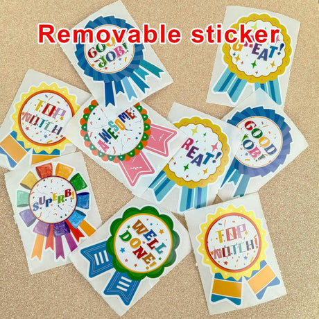 STARLIBOO Reward Stickers, Compliment Stickers, 300pcs Reward Labels, 2.2 * 2.8 Inches Teacher Classroom Reward Gifts Encourage Kids to Do Chores Go to The Toilet (Badge Designs)