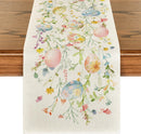 Wild Flowers Eggs Easter Table Runner,Seasonal Spring Floral Kitchen Dining Table Decoration for Home Party Decor 13x72 Inch