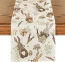 Bunny Rabbit Eucalyptus Eggs Carrots Easter Table Runner, Seasonal Spring Kitchen Dining Table Decoration for Home Party Decor 13x72 Inch