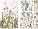 Wildflower Floral Kitchen Towels Dish Towels, 18x26 Inch Leaves Holiday Decoration Hand Towels Set of 2