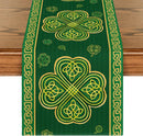 Green Stripes Shamrocks 210 GSM St.Patrick's Day Table Runner, Seasonal Spring Kitchen Dining Table Runner for Home Party Decor 13x72 Inch