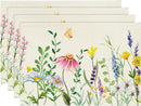 Daisy Eucalyptus Lavender Floral Leaves Spring Placemats Set of 4,12x18 Inch Seasonal Table Mats for Party Kitchen Dining Decoration