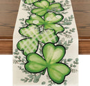 Clover Shamrocks Eucalyptus Buffalo Plaid St.Patrick's Day Table Runner, Seasonal Kitchen Dining Table Runner for Home Party Decor 13x72 Inch