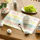Blue Pink Yellow Buffalo Plaid Placemats Set of 4, 12x18 Inch Seasonal Easter Table Mats for Party Kitchen Dining Decoration