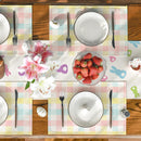 Blue Pink Yellow Buffalo Plaid Placemats Set of 4, 12x18 Inch Seasonal Easter Table Mats for Party Kitchen Dining Decoration