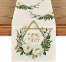 Hexagram Flowers Passover Table Runner, Jewish Spring Seasonal Holiday Kitchen Dining Table Decoration for Indoor Outdoor Home Party Decor 13 x 72 Inch