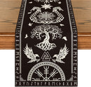 Black Viking Tree of Life Raven Helmet of Awe Table Runner, Seasonal Kitchen Dining Table Decoration for Home Party Decor 13x72 Inch