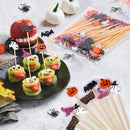 100 Pack Halloween Toothpicks for Appetizers, 4.7 Inch Natural Bamboo Cocktail Picks for Cake Dessert Food Fruit Halloween Party Decorations