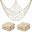 Fish Net Decorations for Party - 2PCS 39.37 * 78.74 in Fishing Net Decoration Netting for Wall Photo Hanging Nautical Fishnet Table Runner Decorative Ocean Theme Birthday Party Rope Nets