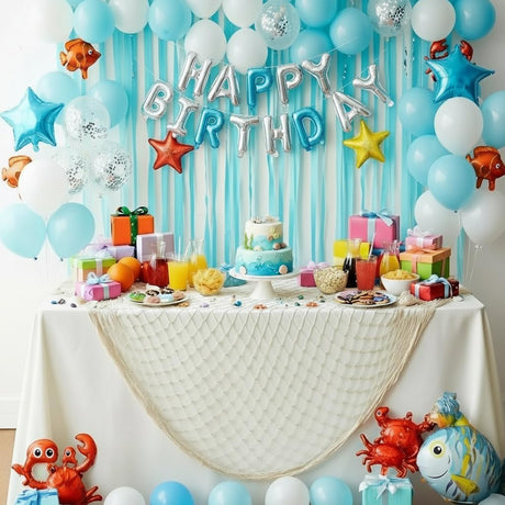 Fish Net Decorations for Party - 2PCS 39.37 * 78.74 in Fishing Net Decoration Netting for Wall Photo Hanging Nautical Fishnet Table Runner Decorative Ocean Theme Birthday Party Rope Nets