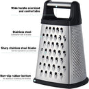 Professional Cheese Grater, 4-Sided Stainless Steel Box Grater, Food Shredder for Cheese, Parmesan, Vegetable, Black