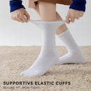 Womens Crew Socks Cotton, 5 Pairs Soft and Moisture Wicking Calf Socks for Work and Casual Sport Wear, Size 5-10