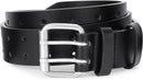Men Double Prong PU Leather Belt Casual Work Heavy Duty Belt Double Grommet Holes Belt for Jeans