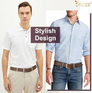 Men Double Prong PU Leather Belt Casual Work Heavy Duty Belt Double Grommet Holes Belt for Jeans