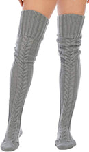Women's Cable Knitted Thigh High Boot Socks Extra Long Winter Stockings Over Knee Leg Warmers