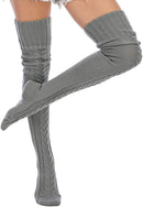 Women's Cable Knitted Thigh High Boot Socks Extra Long Winter Stockings Over Knee Leg Warmers