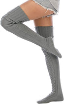 Women's Cable Knitted Thigh High Boot Socks Extra Long Winter Stockings Over Knee Leg Warmers