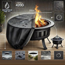 Round Fire Pit Cover for 22-34 Inch Firepit, Heavy Duty Outdoor Patio Fireplace Covers - Waterproof Dustproof Anti UV and Tear Resistant