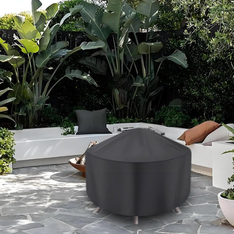 Round Fire Pit Cover for 22-34 Inch Firepit, Heavy Duty Outdoor Patio Fireplace Covers - Waterproof Dustproof Anti UV and Tear Resistant
