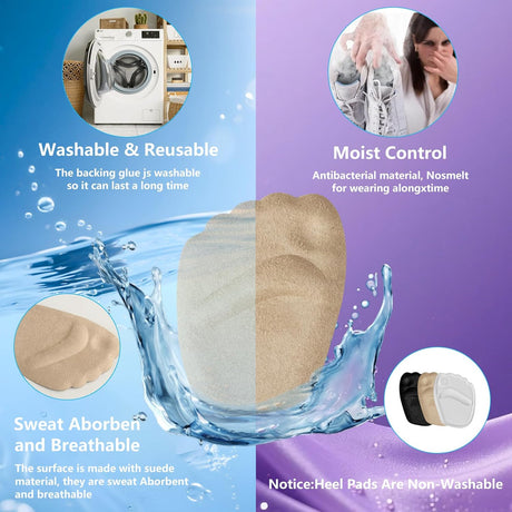6 Pairs Metatarsal Pads for Women, Forefoot Cushion Inserts for Women Shoes, Non-Sliding Insole Pads for Open Toe Shoes, Ball of Foot Cushions, Shoe Filler, Reduce Foot Slip