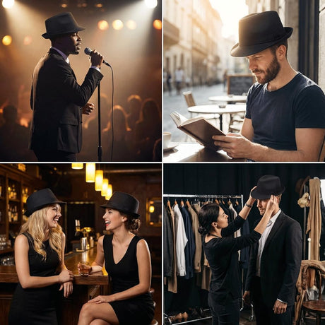 1920s Men Fedora Hat Cap for Men,Manhattan Hat for 1920s Mens Gatsby Costume Accessories