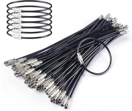 4 Inch Wire Keychain Cable Large Stainless Steel Key Ring Loop Holder for Luggage Tag Keeper for Travel