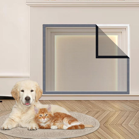 Fireplace Screen Mesh Cover, Magnetic Fireplace Cover Baby Proof Barrier Guard Pet Proof with Magic Tape, Fireplace Doors Mesh Gate Fire Place Cover for The Living Room Decorative, 39