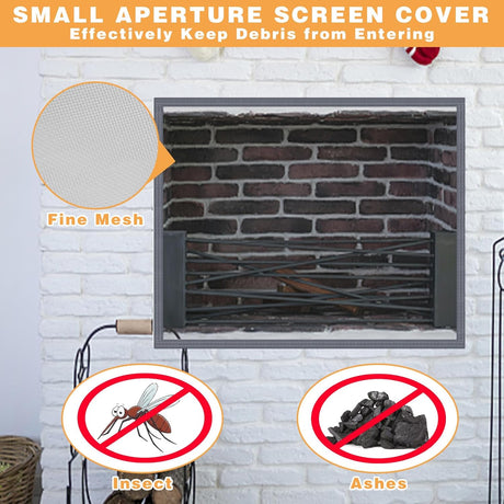 Fireplace Screen Mesh Cover, Magnetic Fireplace Cover Baby Proof Barrier Guard Pet Proof with Magic Tape, Fireplace Doors Mesh Gate Fire Place Cover for The Living Room Decorative, 39