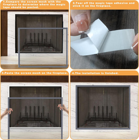 Fireplace Screen Mesh Cover, Magnetic Fireplace Cover Baby Proof Barrier Guard Pet Proof with Magic Tape, Fireplace Doors Mesh Gate Fire Place Cover for The Living Room Decorative, 39