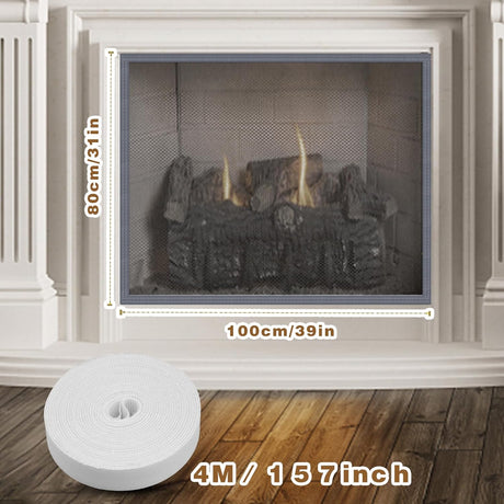 Fireplace Screen Mesh Cover, Magnetic Fireplace Cover Baby Proof Barrier Guard Pet Proof with Magic Tape, Fireplace Doors Mesh Gate Fire Place Cover for The Living Room Decorative, 39