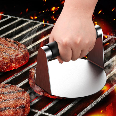 Smash Burger Press, Hamburger Smasher Tool for Griddle, Stainless Steel Ham Patty Press with Anti-Scald Handle, 5.5