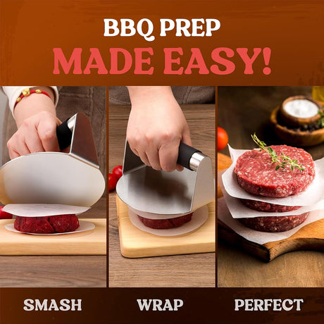 Smash Burger Press, Hamburger Smasher Tool for Griddle, Stainless Steel Ham Patty Press with Anti-Scald Handle, 5.5