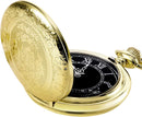 Men's Quartz Pocket Watch with Black Dial and Chain