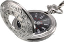 Vintage Pocket Watch Steel Men Watch with Chain (Silver)