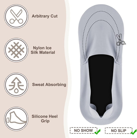 10 Pairs No Show Socks Women Men Low Cut Liner Socks Ice Silk Socks Nonslip Liner Socks Invisible Socks Thin Socks