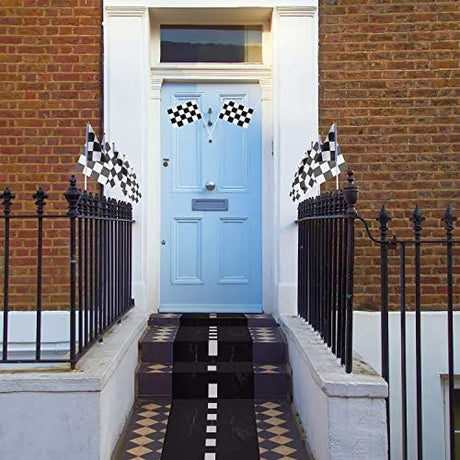 Race Car Party Decorations Racetrack Floor Runner 13 ft Road Track with 12 Checkered Racing Flags Birthday Party Supplies Racing Theme Entrance Decoration