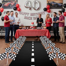 Race Car Party Decorations Racetrack Floor Runner 13 ft Road Track with 12 Checkered Racing Flags Birthday Party Supplies Racing Theme Entrance Decoration