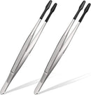 2 Pieces Rubber Tipped Tweezers PVC Rubber Coated Soft Non Marring Flat Tip Lab Industrial Hobby Craft Tweezers Tools Jewelry Coin Stamp Tongs(Black)