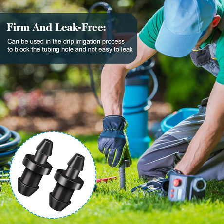 Drip Irrigation Plugs 1/4 Inch Tube Closure Goof Hole Plugs Irrigation Stopper for Home Garden Lawn Supplies, Black(150 Pieces)