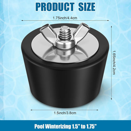 2 Pcs 1.5 to 1.75 Inch Pool Winterizing Plugs PVC/Steel Pipe Plugs Rubber Hole Stoppers for Swimming Pool Return Skimmer Winter Expansion with SS Screw Stainless Steel Bolt Heavy Duty Rubber