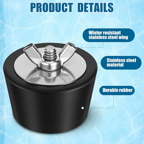 2 Pcs 1.5 to 1.75 Inch Pool Winterizing Plugs PVC/Steel Pipe Plugs Rubber Hole Stoppers for Swimming Pool Return Skimmer Winter Expansion with SS Screw Stainless Steel Bolt Heavy Duty Rubber