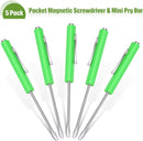5 Pieces Magnetic Mini Pocket Screwdriver with Clip Small Flathead Head Screwdriver Tool Set for Home Office Gadgets Repair Tool Mechanics Electricians Technician(Green)