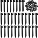 30 Pack 1/2 Inch Irrigation Tubing Hold Down Anchor Stakes, 0.87 x 4.33 Inch Drip Tubing Stakes with 50 Pcs 1/4" Adjustable Irrigation Drippers Sprinklers for Garden Patio Lawn Hoses(Black)