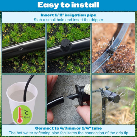 30 Pack 1/2 Inch Irrigation Tubing Hold Down Anchor Stakes, 0.87 x 4.33 Inch Drip Tubing Stakes with 50 Pcs 1/4