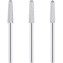 3 Pieces Nail Drill Bits Cone Shape Carbide Nail Drill Bits for Manicure Pedicure Tools Machine, 3/32 Inch Shank Size, Grit Size XF, F, M (Silver)